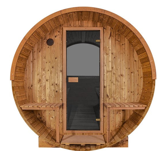 Thermory 4 Person Barrel Sauna with Porch